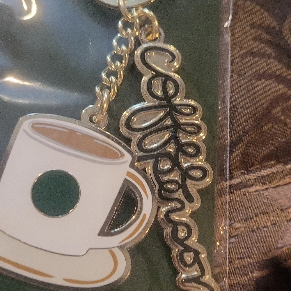 Starbucks Sealed Coffee Keychain Enamel Gold And Cool Charm